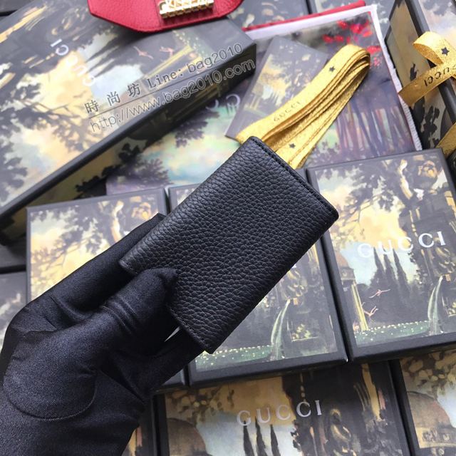 Gucci包 古馳女包 456118 黑色全皮 Gucci鑰匙包  gudj1435